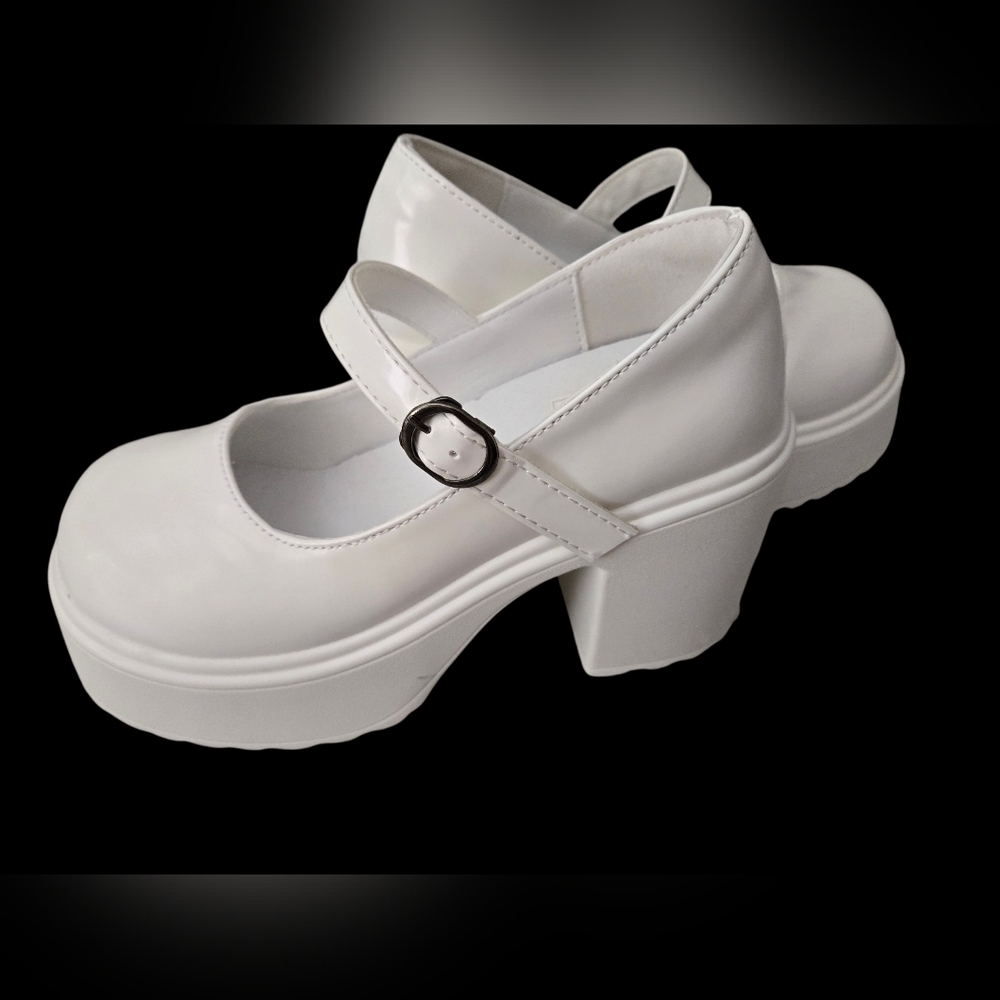 White Mary Jane Platform Heels